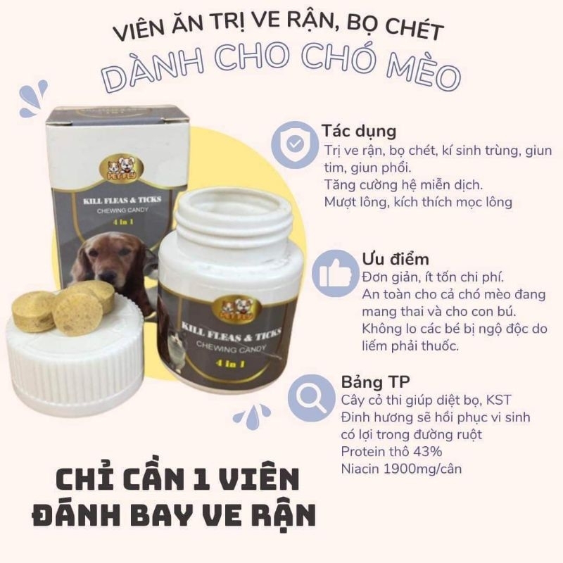 Kẹo trị rận, Viên nhai trị rận chó mèo ( Nhà phân phối)