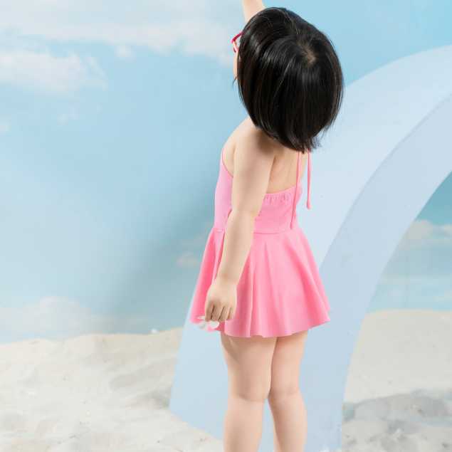 Bộ đồ bơi bé gái ILABY cổ yếm váy xoè có lót quần chất liệu thun lạnh co dãn 4 chiều cho bé 8-28kg [70IG1616C3FT]