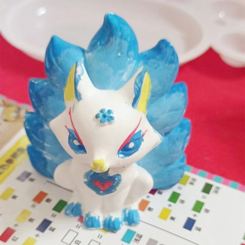 Tượng tô màu Hồ Ly- Tượng tô cho bé tặng kèm cọ và màu vẽ acrylic