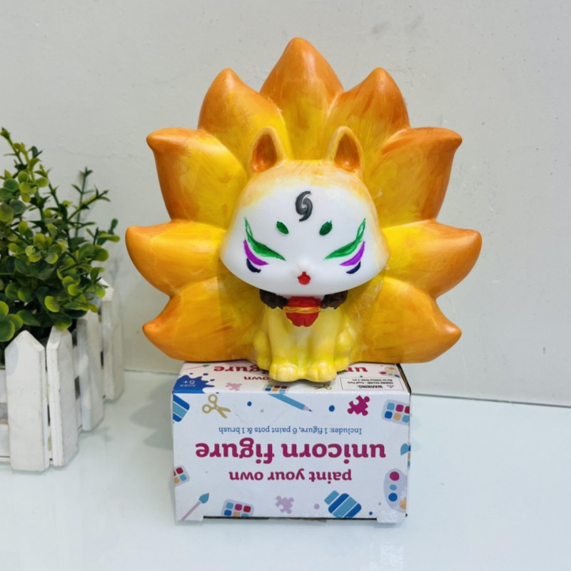 Tượng tô màu Hồ Ly- Tượng tô cho bé tặng kèm cọ và màu vẽ acrylic