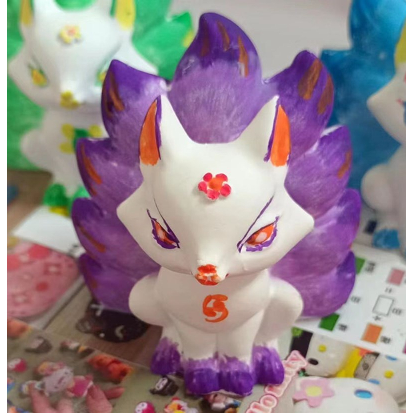 Tượng tô màu Hồ Ly- Tượng tô cho bé tặng kèm cọ và màu vẽ acrylic