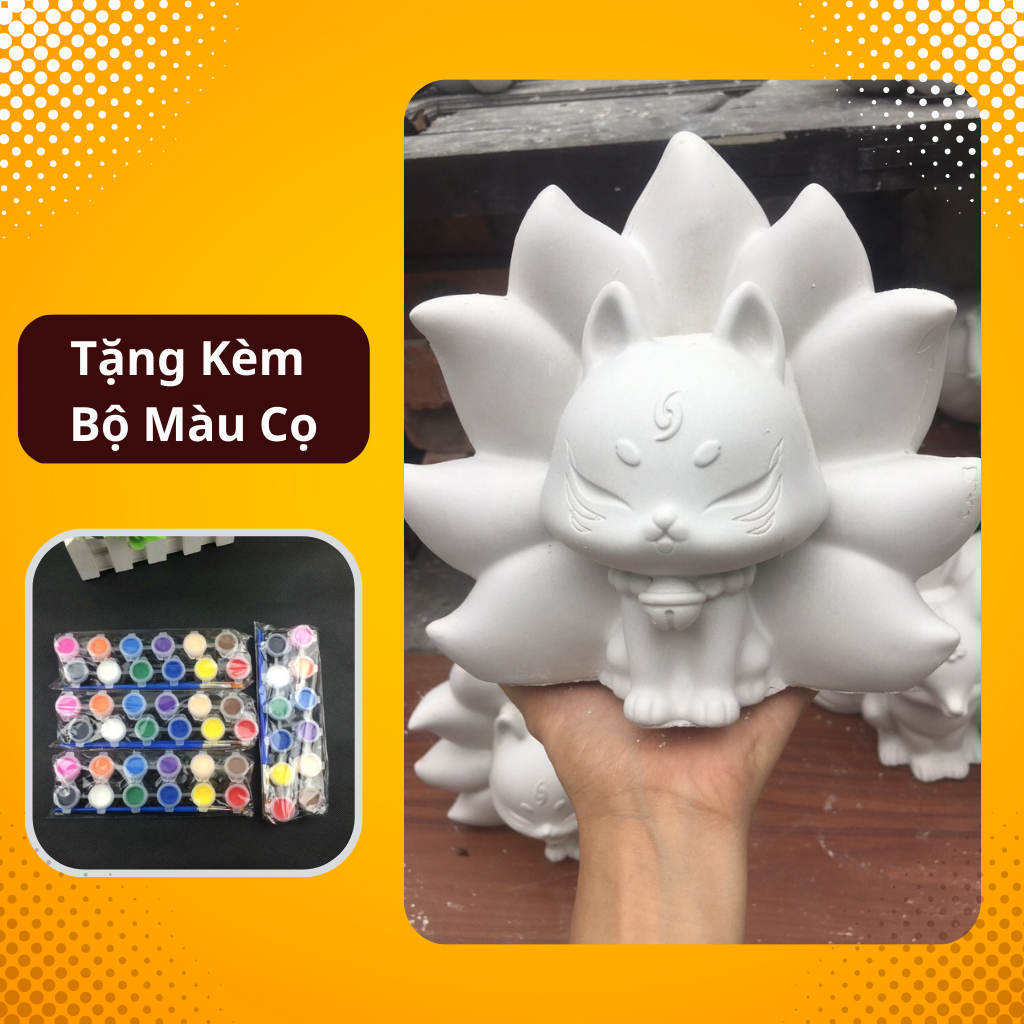 Tượng tô màu Hồ Ly- Tượng tô cho bé tặng kèm cọ và màu vẽ acrylic