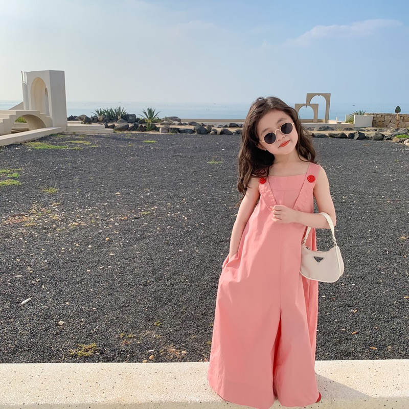 Jumsuit hồng phấn style cho bé gái