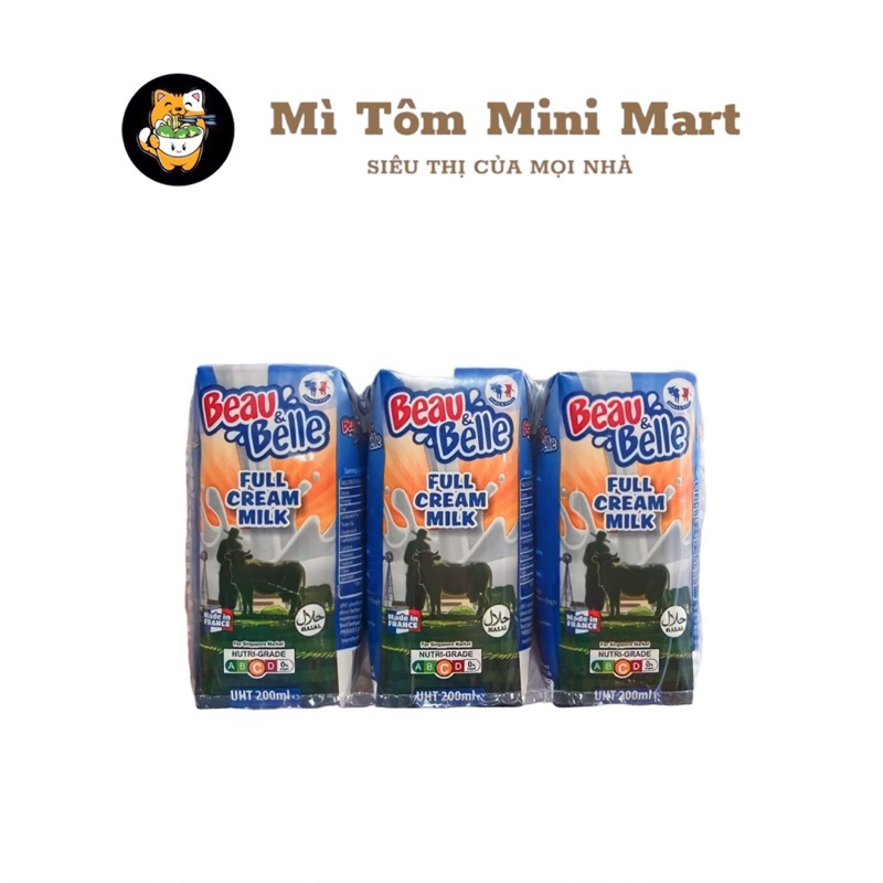 Thùng 24 hộp 200ml Sữa Beau & belle nguyên kem dòng sữa nhập khẩu từ Pháp date 10/2023