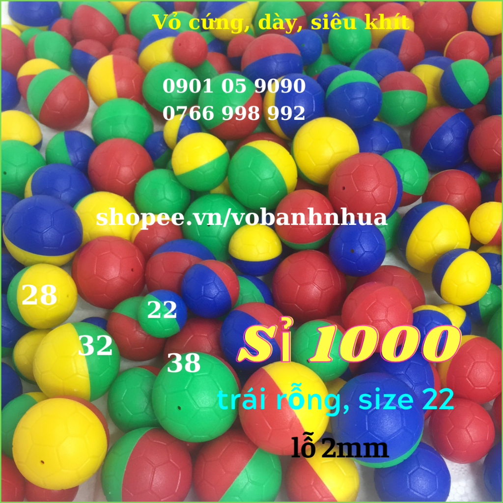 Sỉ 1000 trái vỏ bi Thái rỗng (vỏ banh nhựa Thái) nhập khẩu 100%,lỗ 2 mm, khớp cực khít, vỏ dày đẹp. Bi tiểu