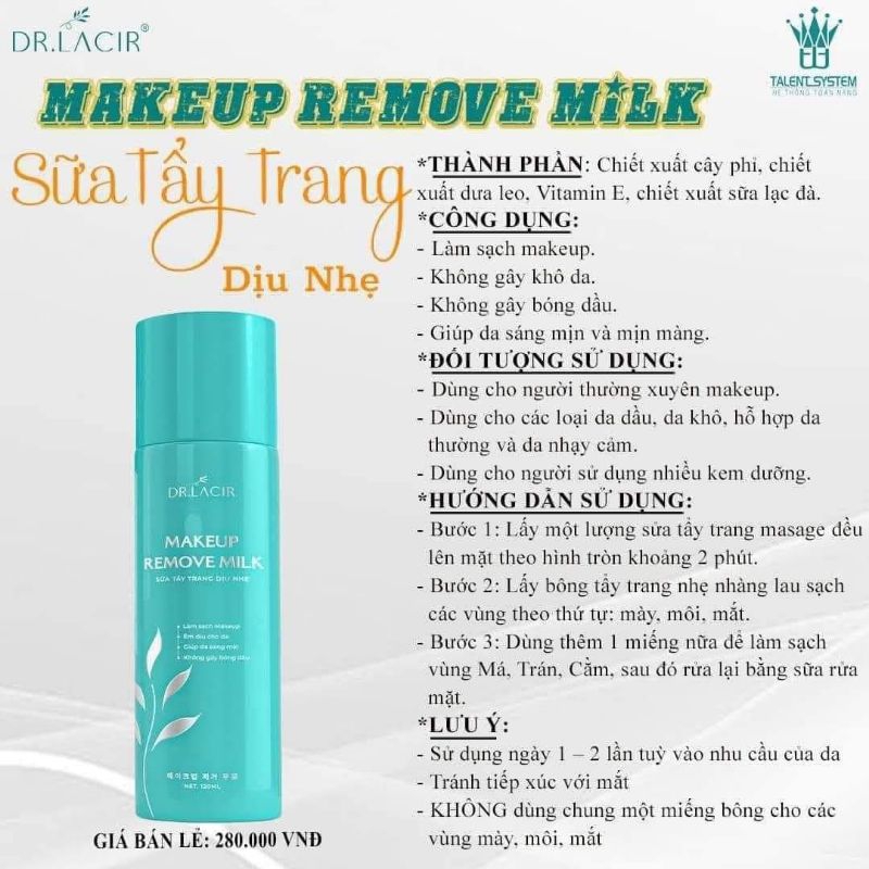 Tẩy Trang DR.LACIR tặng kèm quà