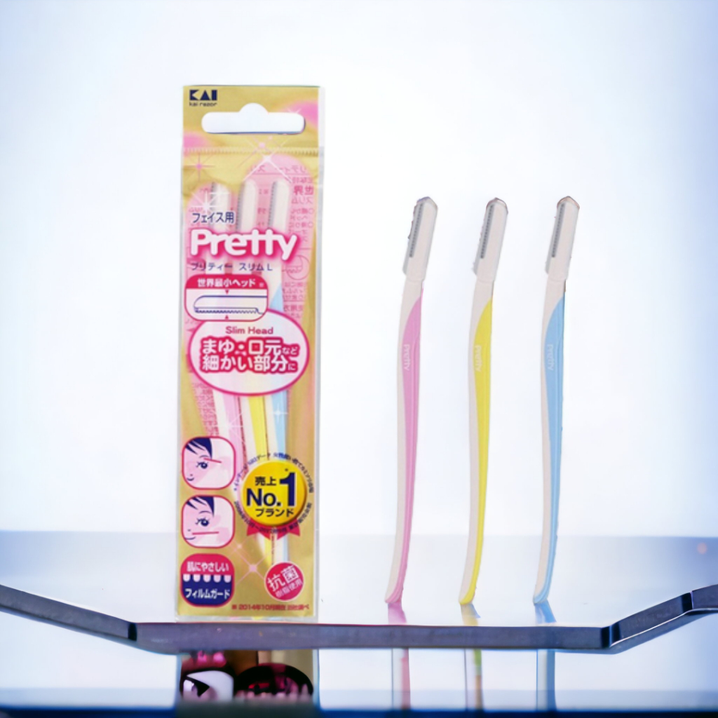Dao Cạo Lông Mày Cán Dài Lưỡi Thép Không Gỉ Kai Pretty 00188