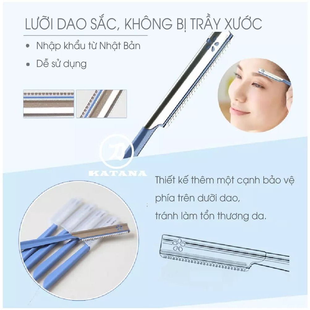 Dao Cạo Lông Mày Cán Dài Lưỡi Thép Không Gỉ Kai Beauty Guard 06616