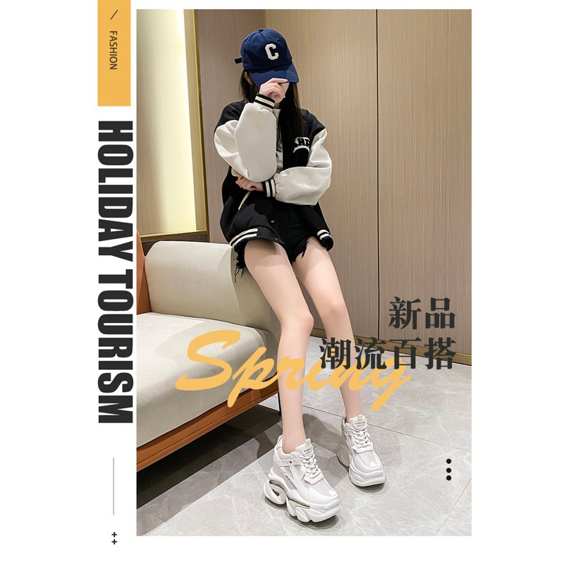 Giày thể thao thời trang độn đế 10cm có lưới thoáng khí