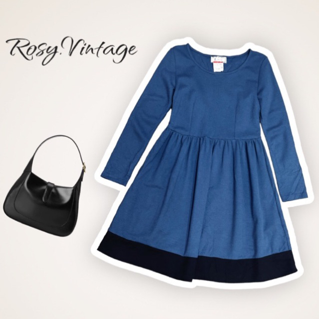 Rosy.Vintage| Đầm basic Nhật xanh còn tem