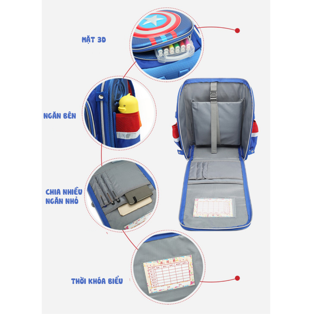 Balo chống gù hàng cao cấp cho bé lớp 1-5 siêu nhẹ, chống nước