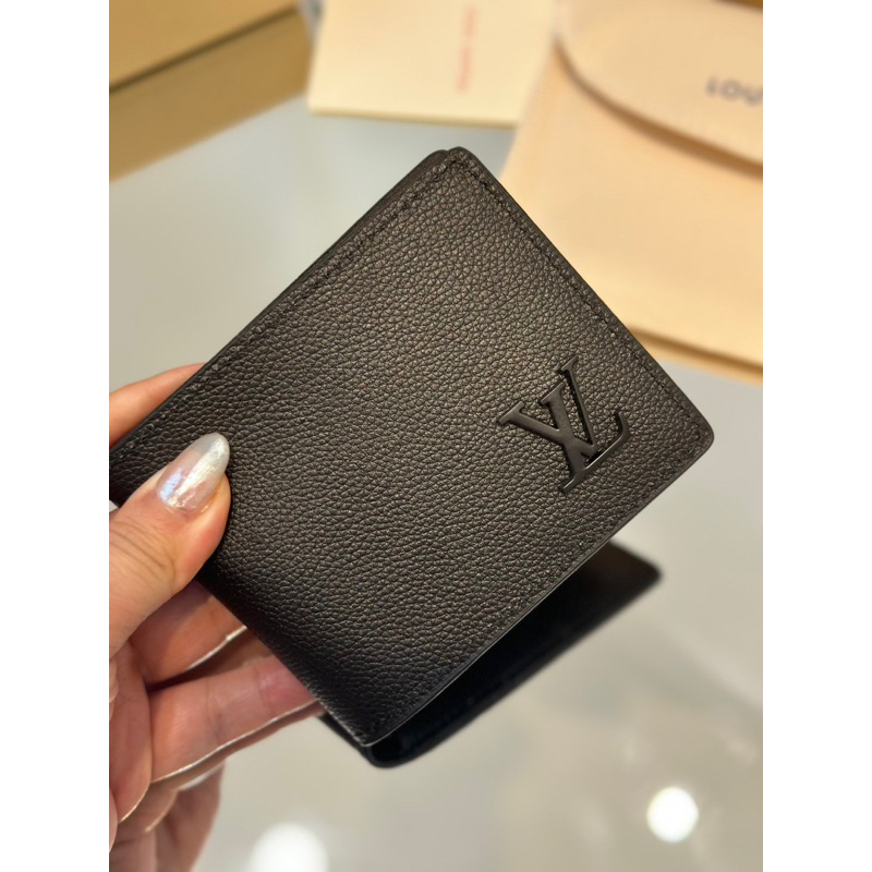 Ví LV logo chất da bò thật size 12cm Aerogram fullbox túi vải