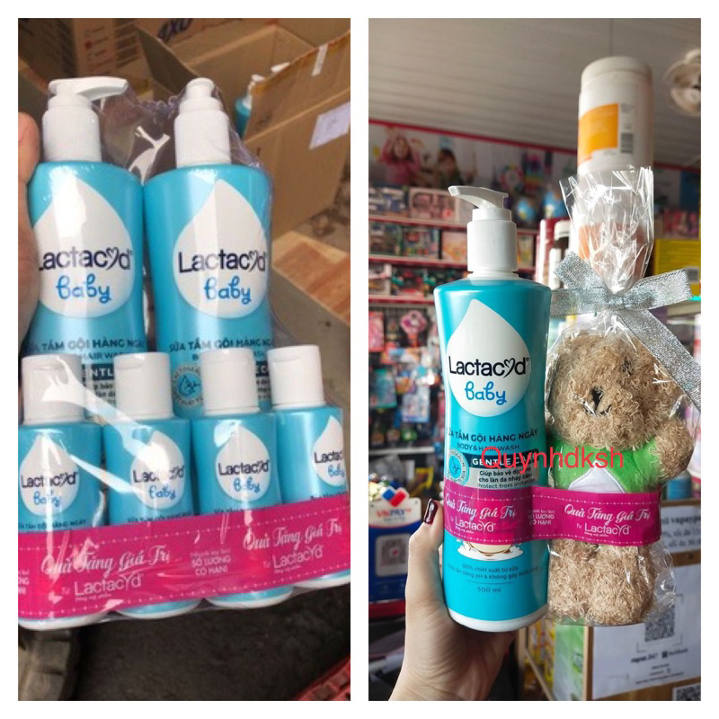 sữa tắm gội trẻ em lactacyd gental care 500ml lactacyd bb tặng kèm 2 chai nhỏ