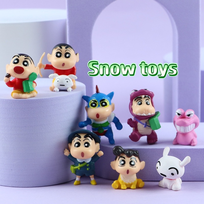 Mô hình Shin Cậu bé bút chì - Set 8 mô hình mini - Nohara Shinosuke Kazama Toru Sakurada Nene Sato Masao Bo - Cao 3~4cm