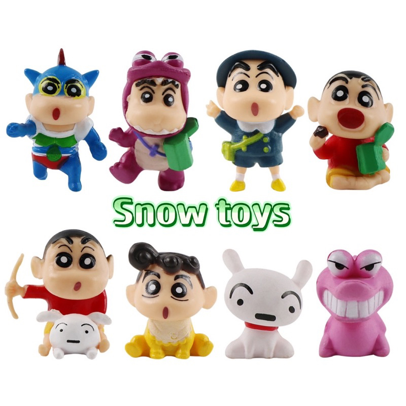 Mô hình Shin Cậu bé bút chì - Set 8 mô hình mini - Nohara Shinosuke Kazama Toru Sakurada Nene Sato Masao Bo - Cao 3~4cm