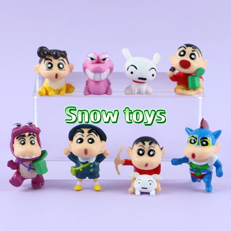 Mô hình Shin Cậu bé bút chì - Set 8 mô hình mini - Nohara Shinosuke Kazama Toru Sakurada Nene Sato Masao Bo - Cao 3~4cm