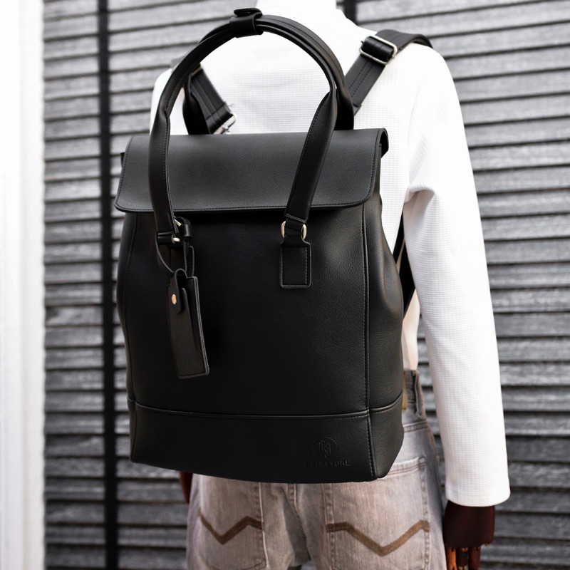 Túi da KHÔISTORE | Max_Túi tote balo đeo chéo đa năng_Túi thiết kế_Hàng thủ công_Túi du lịch_Công sở_Màu đen