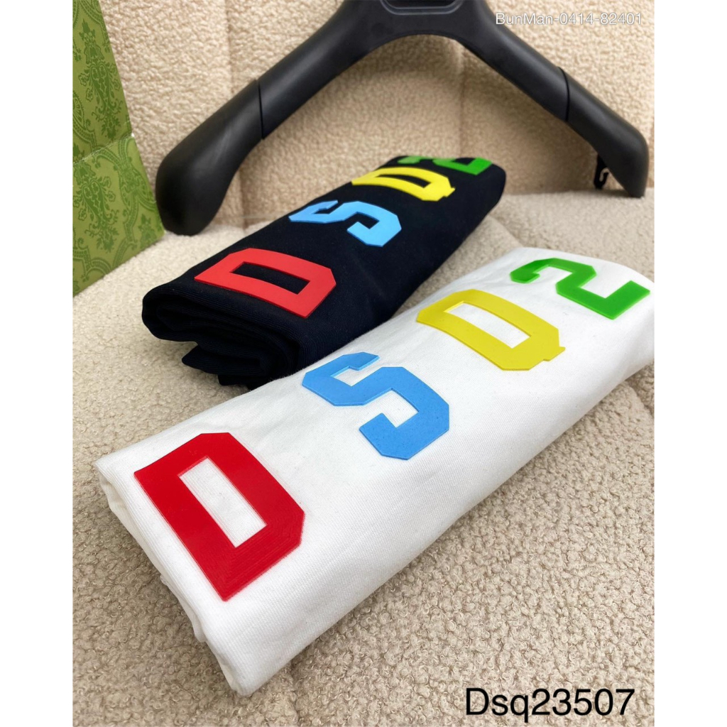 Áo phông nam nữ D.SQ logo chữ màu chất vải cotton cao cấp thoáng mát - Áo thun nam nữ DS.Q logo chữ màu spf