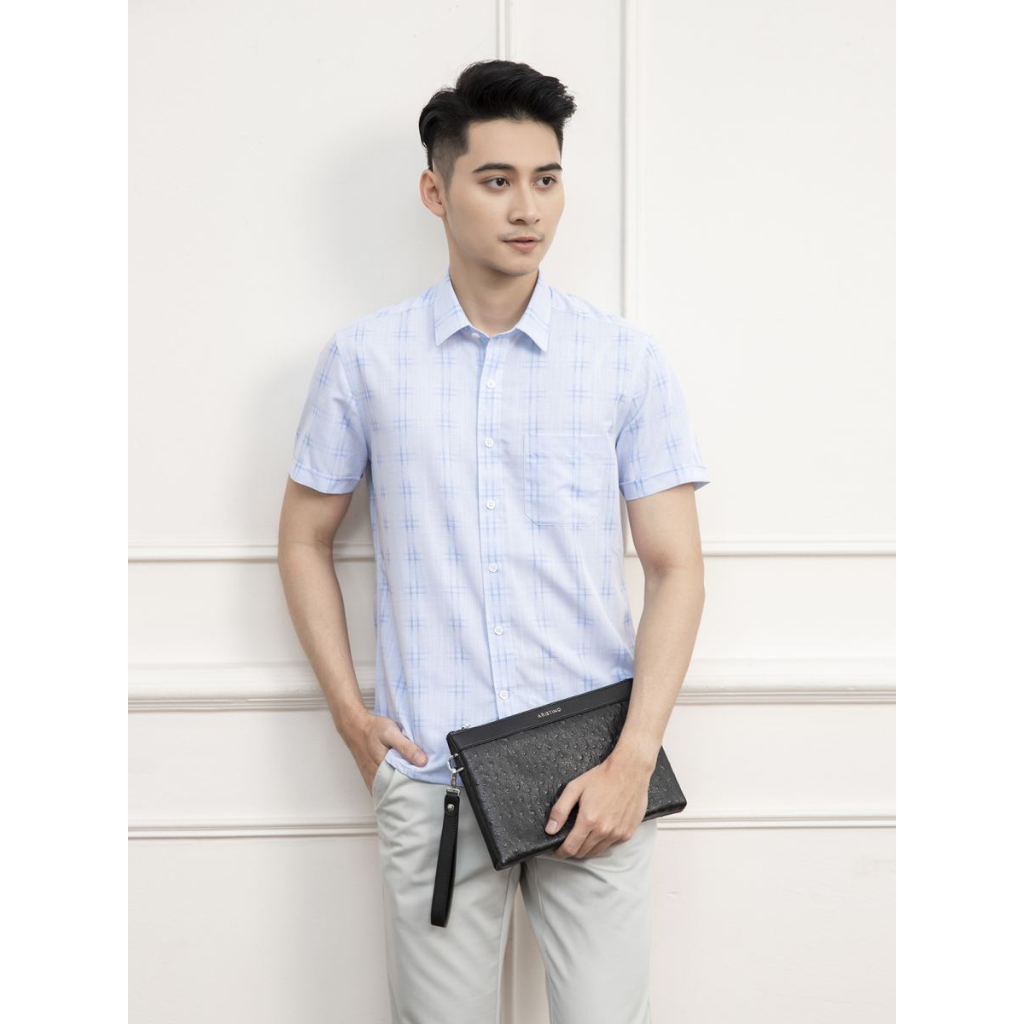 Áo sơ mi ngắn tay nam Aristino  sợi sồi mềm mát form rộng ASS157S1