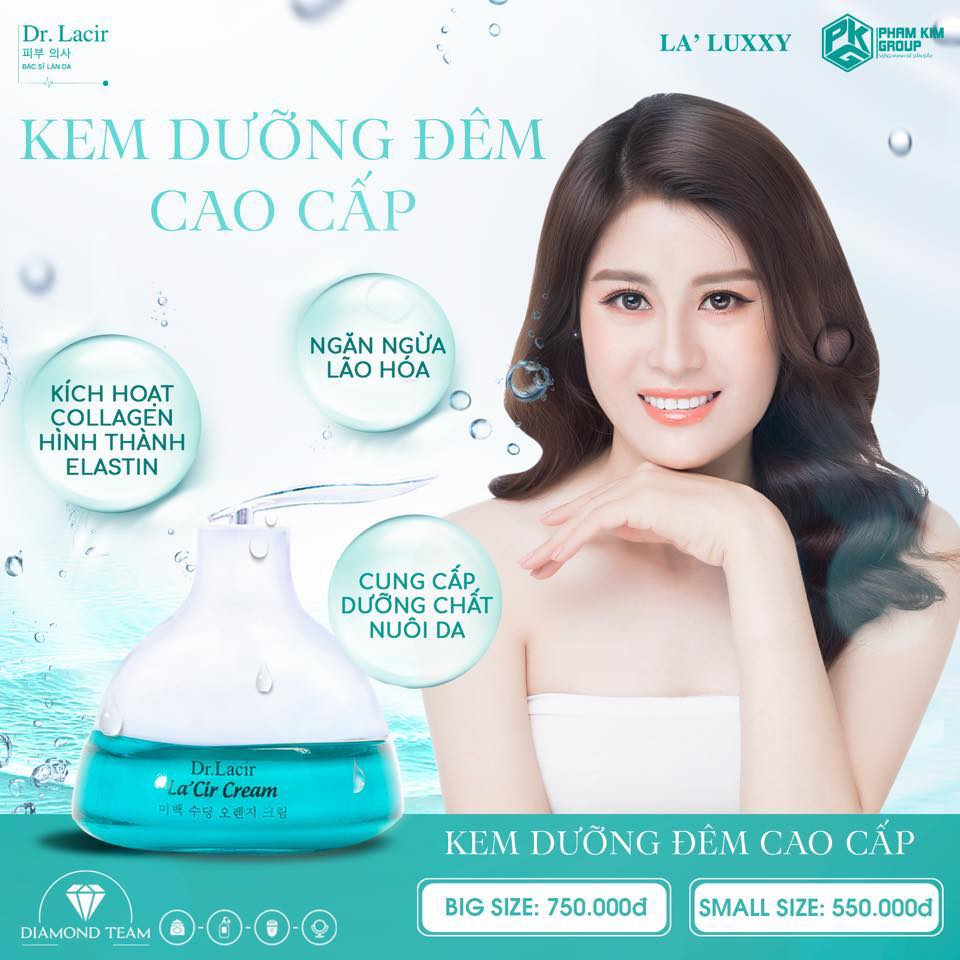 Combo kem chống nắng dưỡng da ban ngày cool cream và cấp ẩm ban đêm dr lacir whitening drlacir