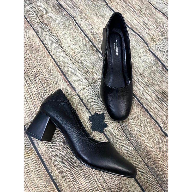 Giày cao gót da thật đế vuông cao 5cm