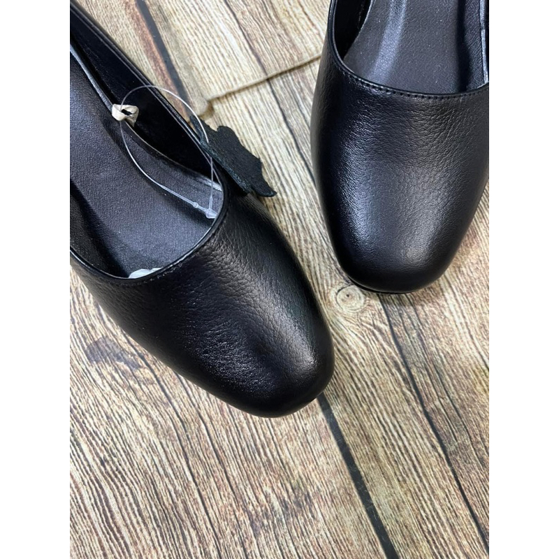 Giày cao gót da thật đế vuông cao 5cm