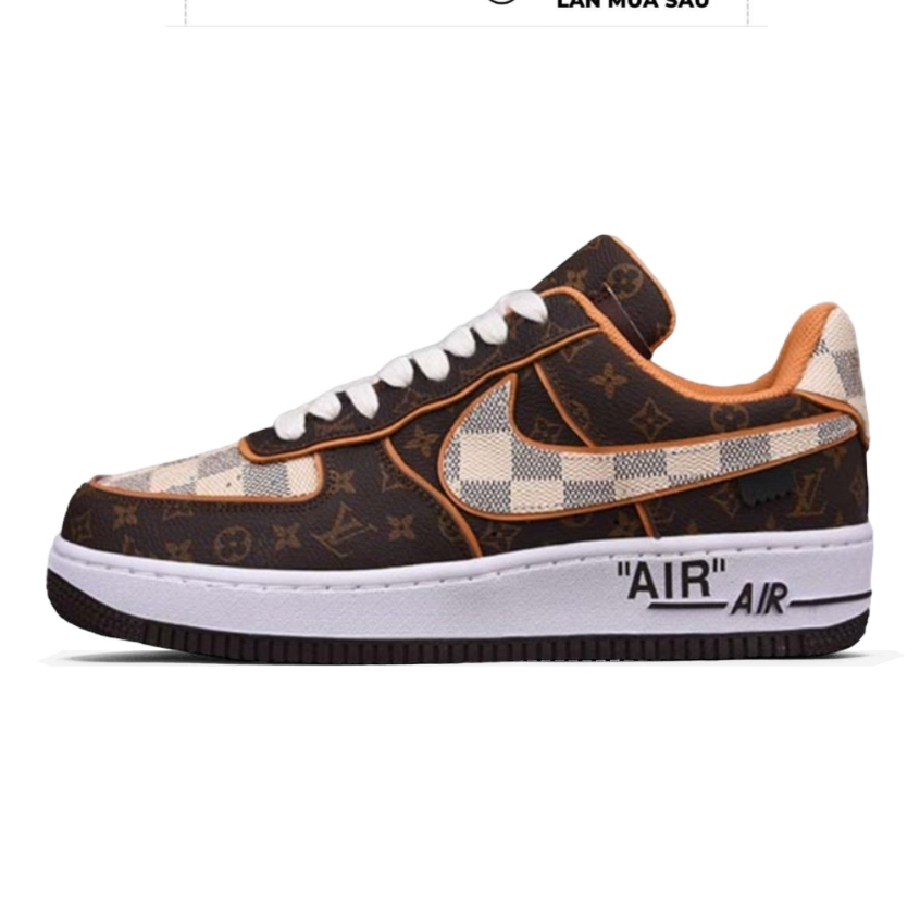 Giày Nike_Air Force 1 Louis Vuitton Nâu Nam Nữ, Giày Air_Force 1 LV Brown Bản Cao Cấp Full Box + Bill
