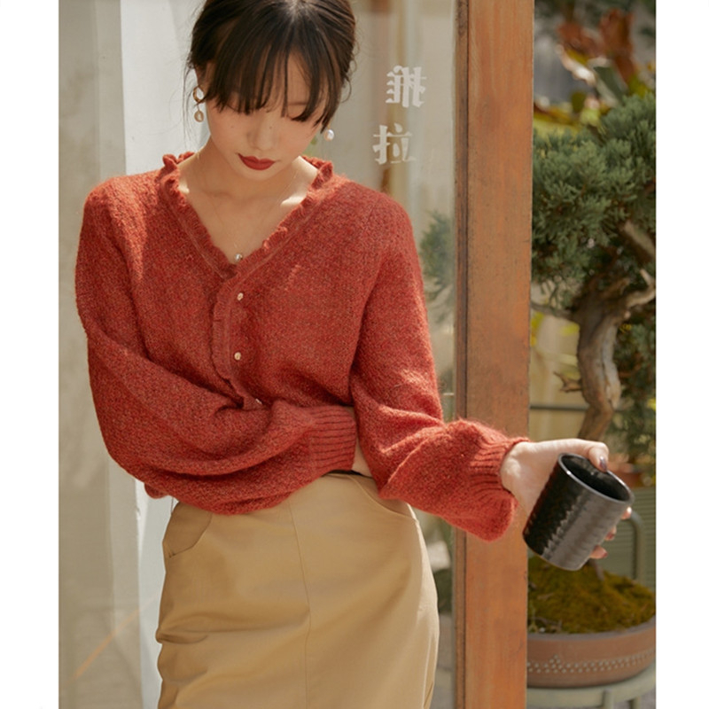 Hàng Sẵn_ Áo len dệt kim nữ Mohair khí chất tiểu thư Hadu shop