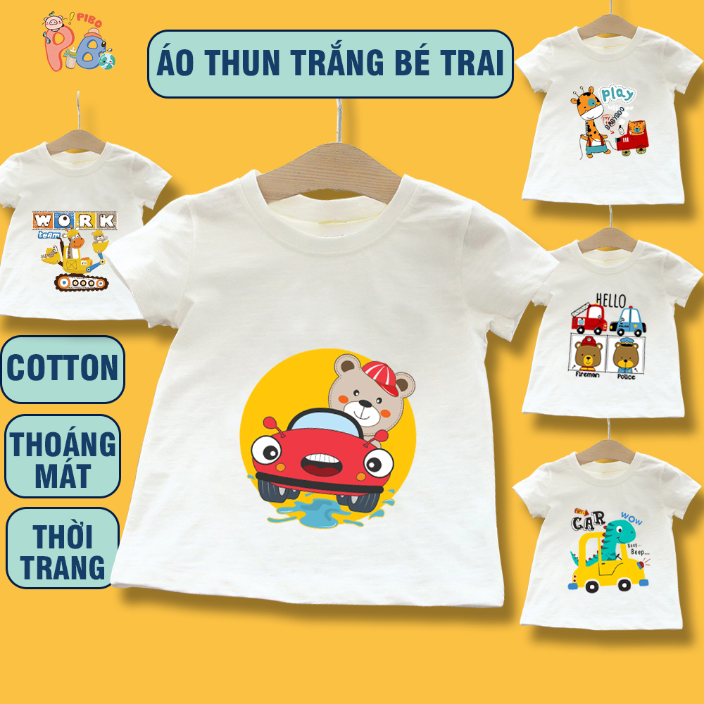 Áo Thun Bé Trai Bé Gái Cộc Tay Chất Cotton Thoáng Mát Thấm Hút Mồ Hôi Tốt - BabyBoo - PiBo Store