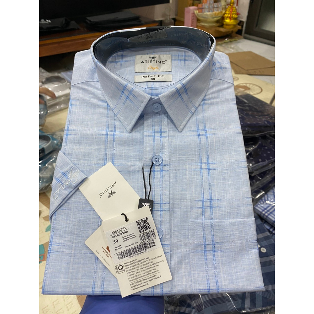 Áo sơ mi ngắn tay nam Aristino  sợi sồi mềm mát form rộng ASS157S1