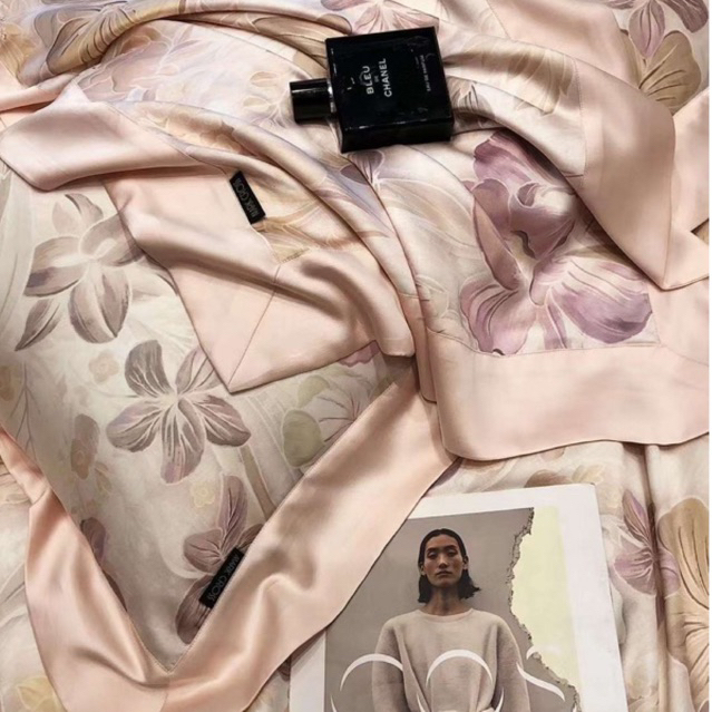 Bộ Chăn Ga Gối Tencel Markcrôss In Hoa Sang Trọng