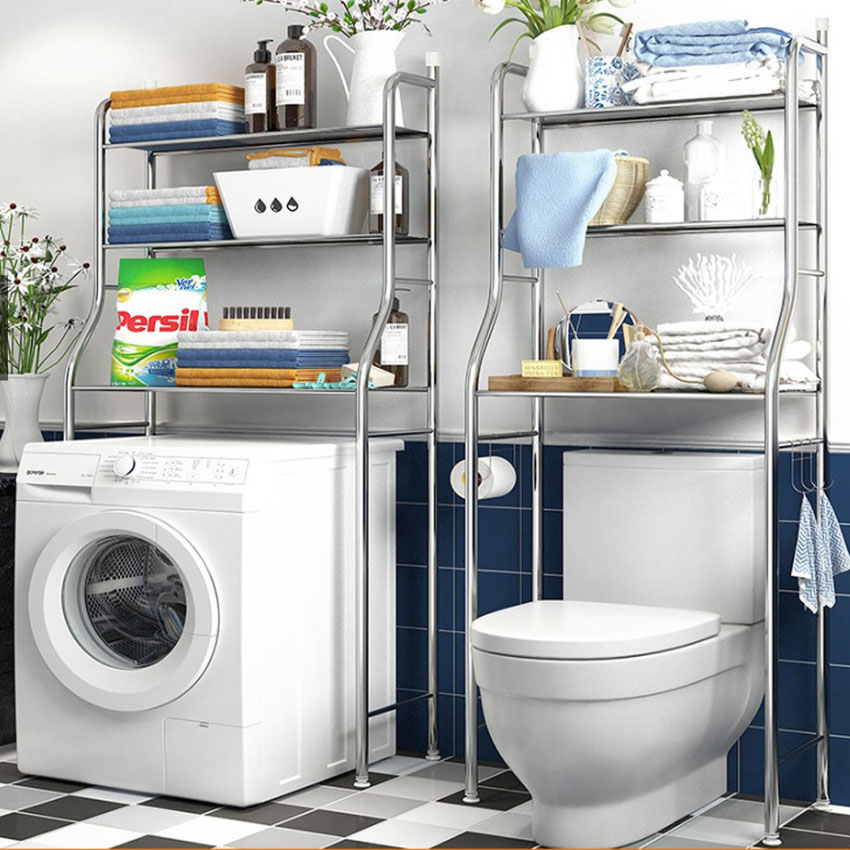 Kệ nhà tắm inox, Kệ trên máy giặt, nhà vệ sinh đa năng chất liệu inox 304 bền chắc dễ dàng vệ sinh