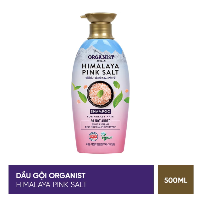 Dầu Gội Tẩy Da Chết Muối Hồng Himalaya Organist 500ml, Elastine Oganist Himalaya Pink Salt Scalp Scaling Shampoo