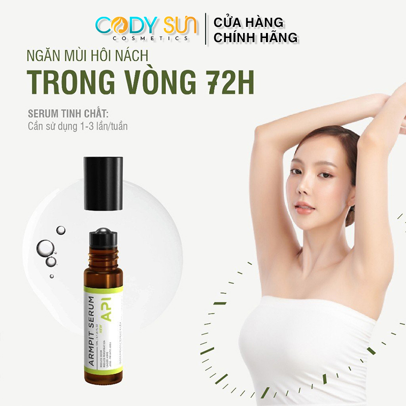 Son nách API, Khử mùi hôi nách API, Lăn khử mùi ngăn tiết mồ hôi 72h 10ml