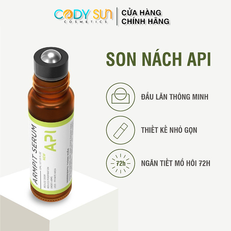 Son nách API, Khử mùi hôi nách API, Lăn khử mùi ngăn tiết mồ hôi 72h 10ml