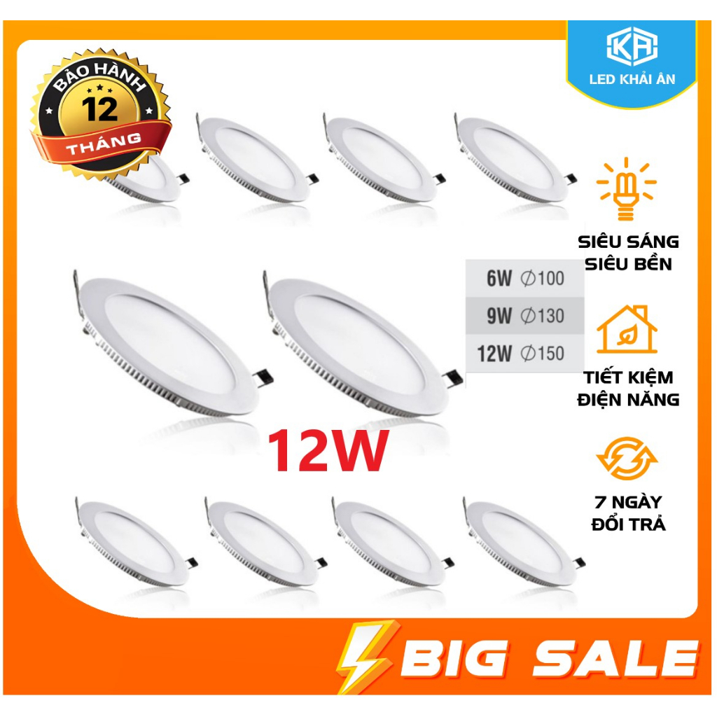 Combo 12 đèn âm trần 12W