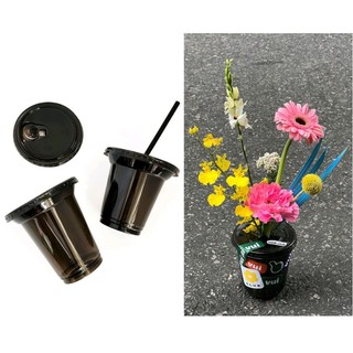  A9-S Set 10 cái ly nhựa PET màu đen take away đựng đồ uống cắm hoa DIY 