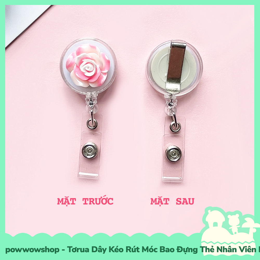 [Sẵn VN - Hỏa Tốc] Tơrua Dây Kéo Rút 60cm Móc Bao Đựng Thẻ Nhân Viên Phong Cách Hoa Hồng Đa Sắc Rose Colorful