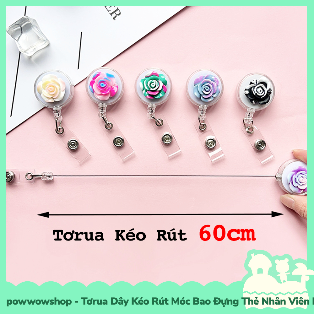 [Sẵn VN - Hỏa Tốc] Tơrua Dây Kéo Rút 60cm Móc Bao Đựng Thẻ Nhân Viên Phong Cách Hoa Hồng Đa Sắc Rose Colorful
