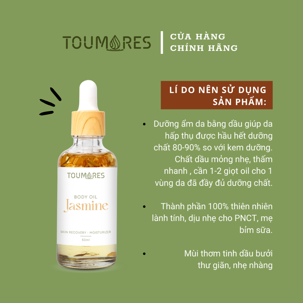 Dầu dưỡng body cấp ẩm Toumores cho da ẩm mượt không nhờn rít, thấm nhanh, hương hoa lài nhẹ nhàng thư giãn | BigBuy360 - bigbuy360.vn