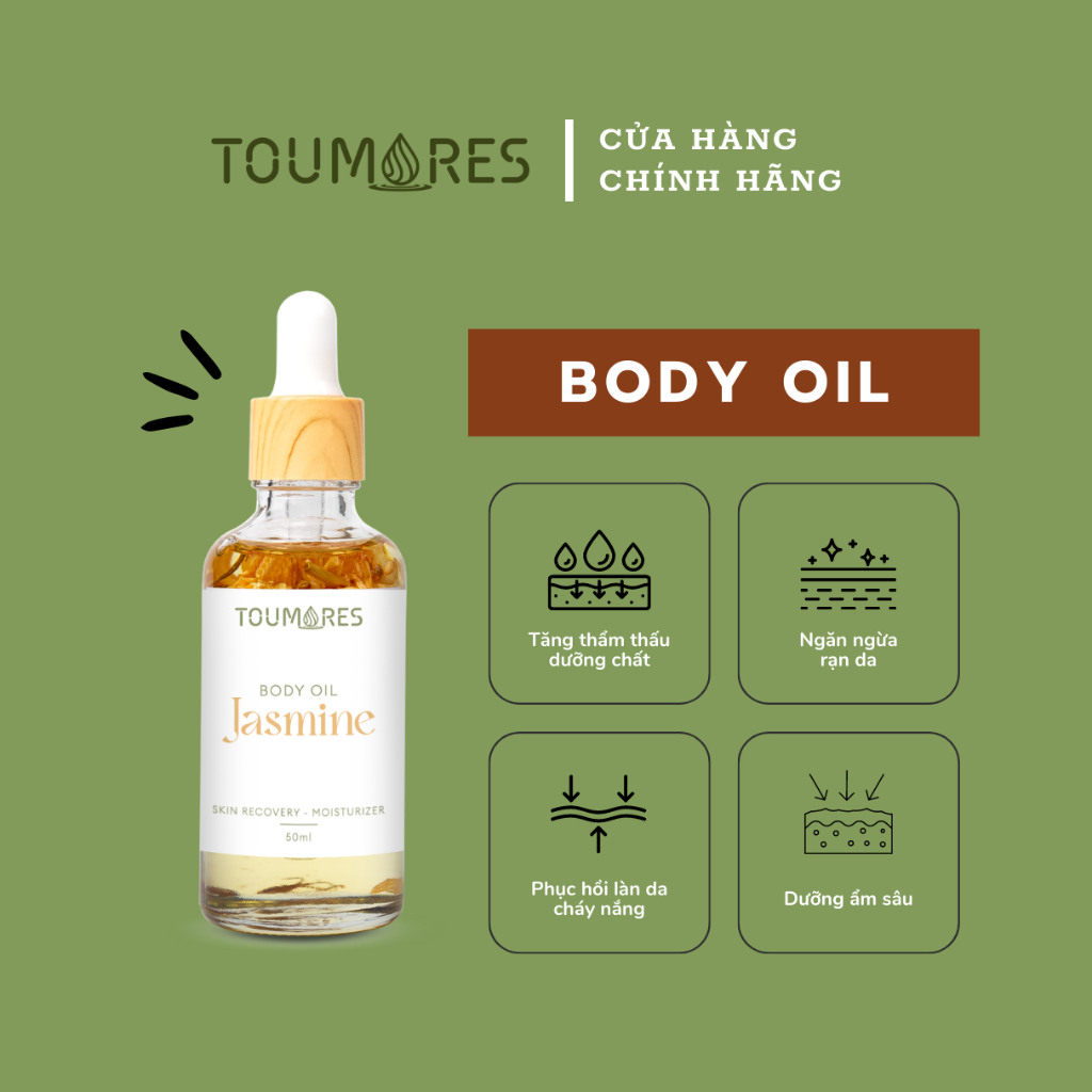 Dầu dưỡng body cấp ẩm Toumores cho da ẩm mượt không nhờn rít, thấm nhanh, hương hoa lài nhẹ nhàng thư giãn | BigBuy360 - bigbuy360.vn