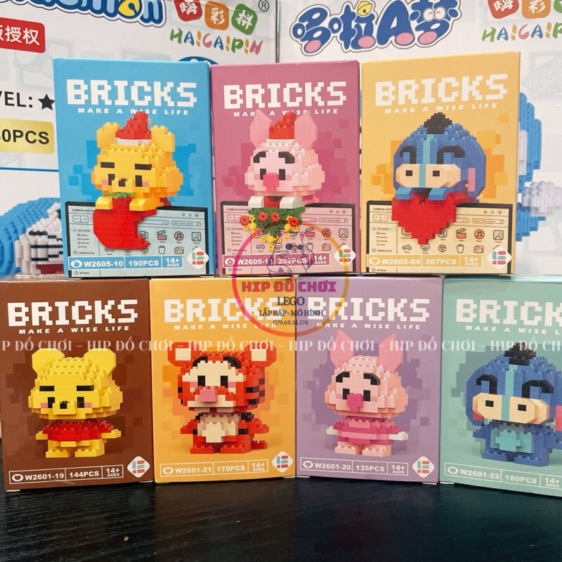 BRICKS đồ chơi lắp ráp mô hình mini mảnh trơn siêu cute  nhân vật dễ thương disney