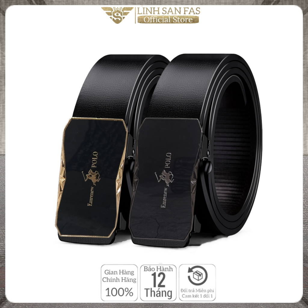 Thắt Lưng Nam Dây Lưng Da Bò Emrenew POLO cao cấp, Dây nịt nam phong cách Hàn Quốc khóa tự động, LINH SAN FAS LB03.