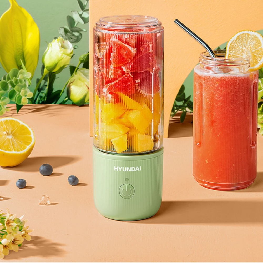 Máy Xay Sinh Tố Cầm Tay Huyndai Mini - Máy Xay Hoa Qủa Đa Năng Sạc Pin Tích Điện 4 Lưỡi