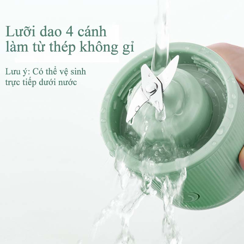 Máy Xay Sinh Tố Cầm Tay Huyndai Mini - Máy Xay Hoa Qủa Đa Năng Sạc Pin Tích Điện 4 Lưỡi