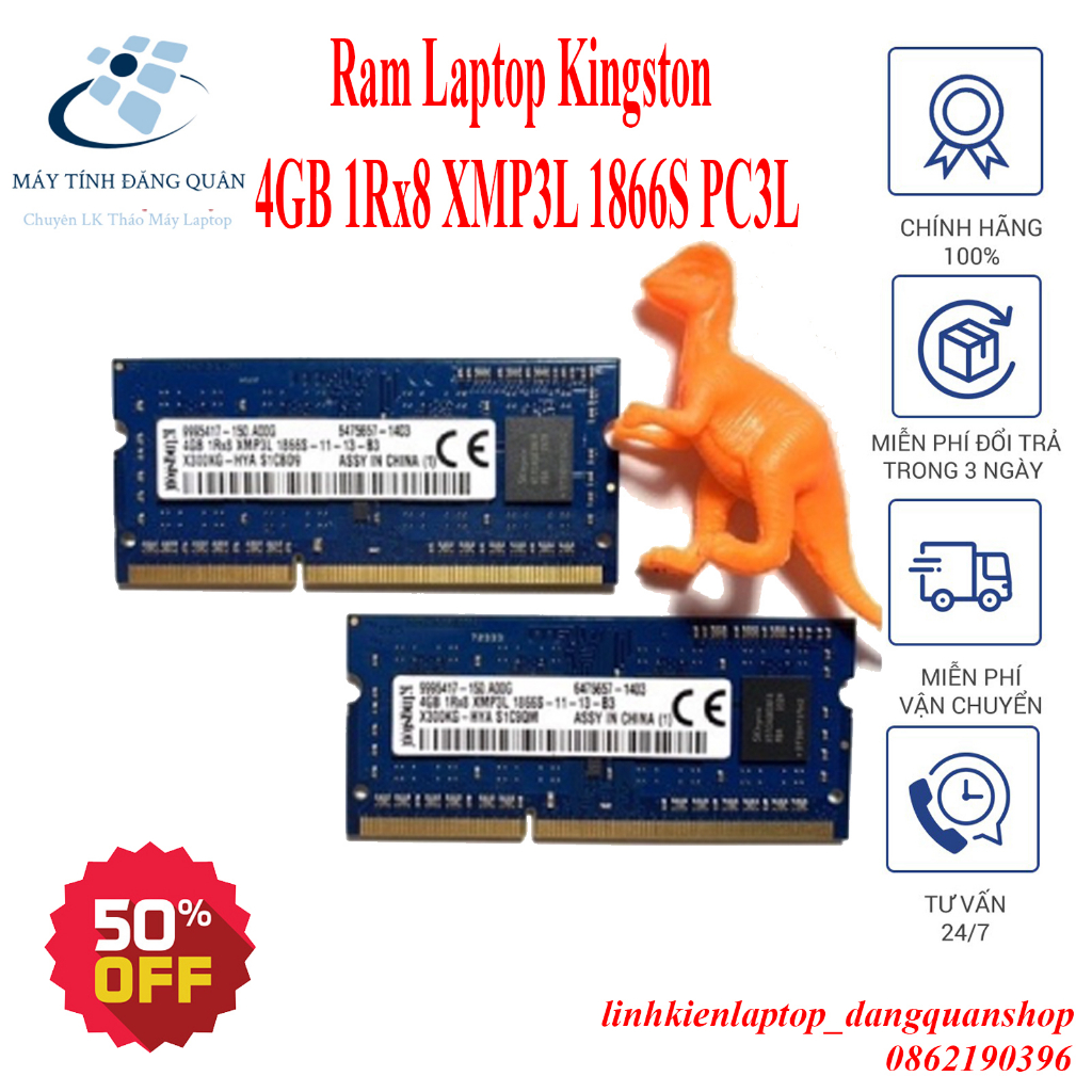 Ram Laptop Kingston 4GB 1Rx8 XMP3L 1866S PC3L Chuyên dùng cho máy trạm