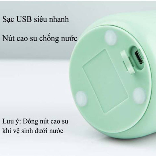 Máy Xay Sinh Tố Cầm Tay Huyndai Mini - Máy Xay Hoa Qủa Đa Năng Sạc Pin Tích Điện 4 Lưỡi