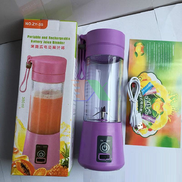 Máy Xay Sinh Tố Sạc Điện Cầm Tay 4 Lưỡi - Máy Xay Hoa Quả Mini Đa Năng