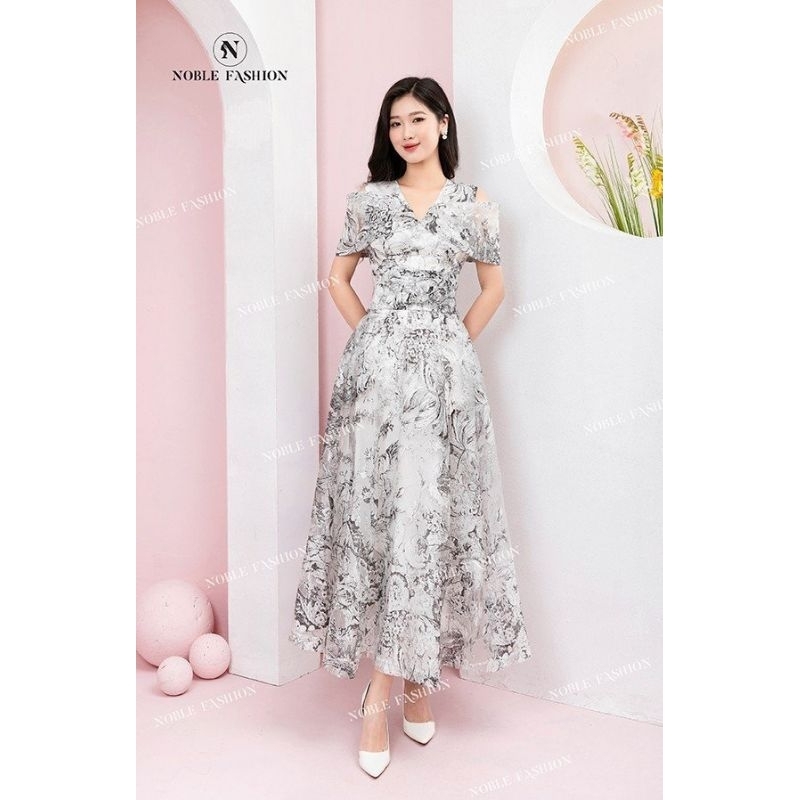 Đầm dự tiệc chất liệu tơ hoa dập 3D may 2 lớp lót tinh tế cho nàng dạo phố đi biển mặc đi làm dl54287