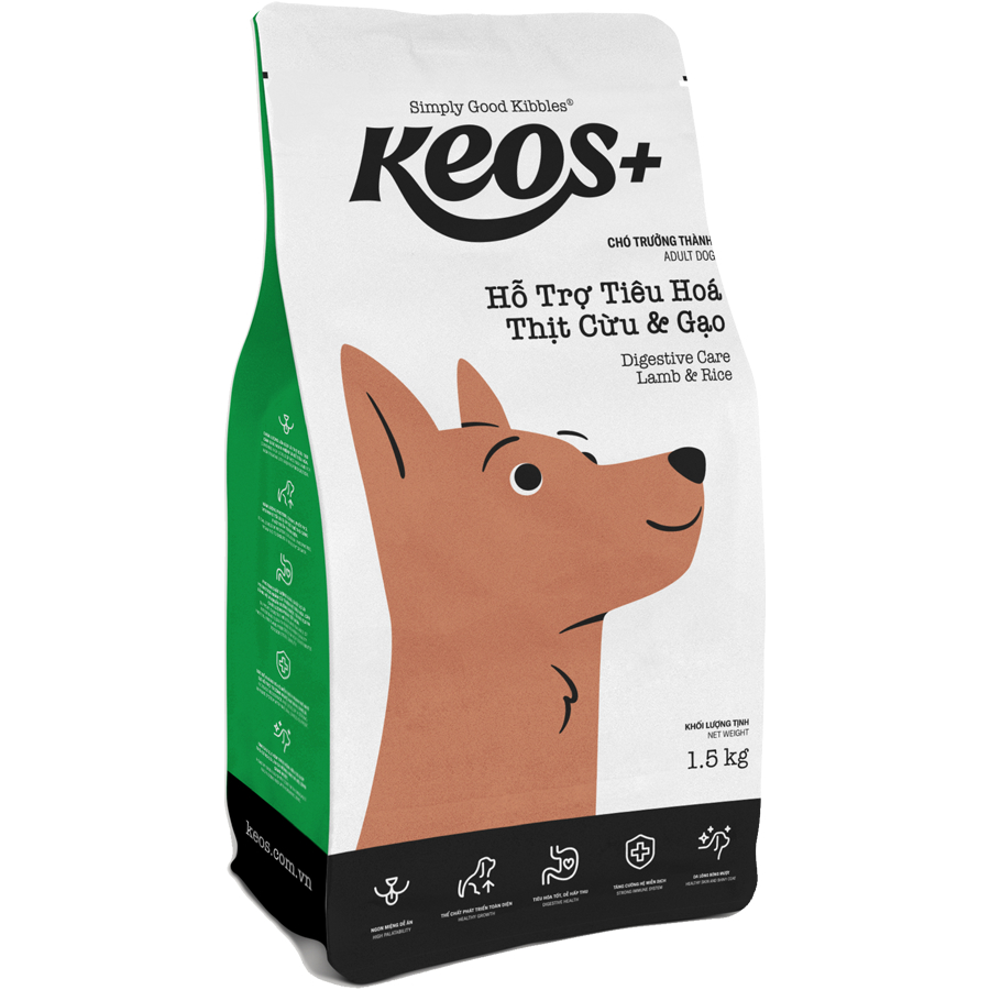 Thức ăn cho chó KEOS+, Thức ăn Hỗ Trợ Tiêu Hóa (Thịt Cừu & Gạo)